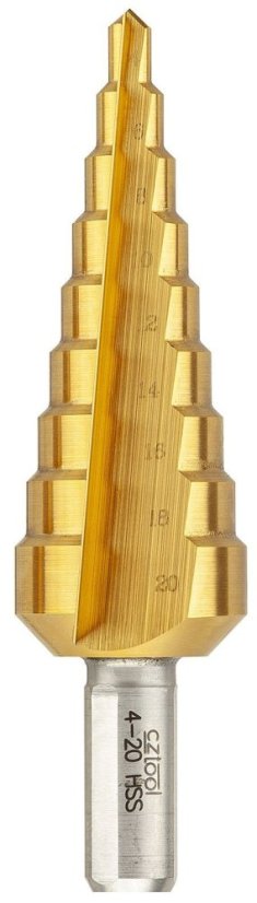 Stupňovitý vrták s přímou drážkou | 10/20 HSSE TiN